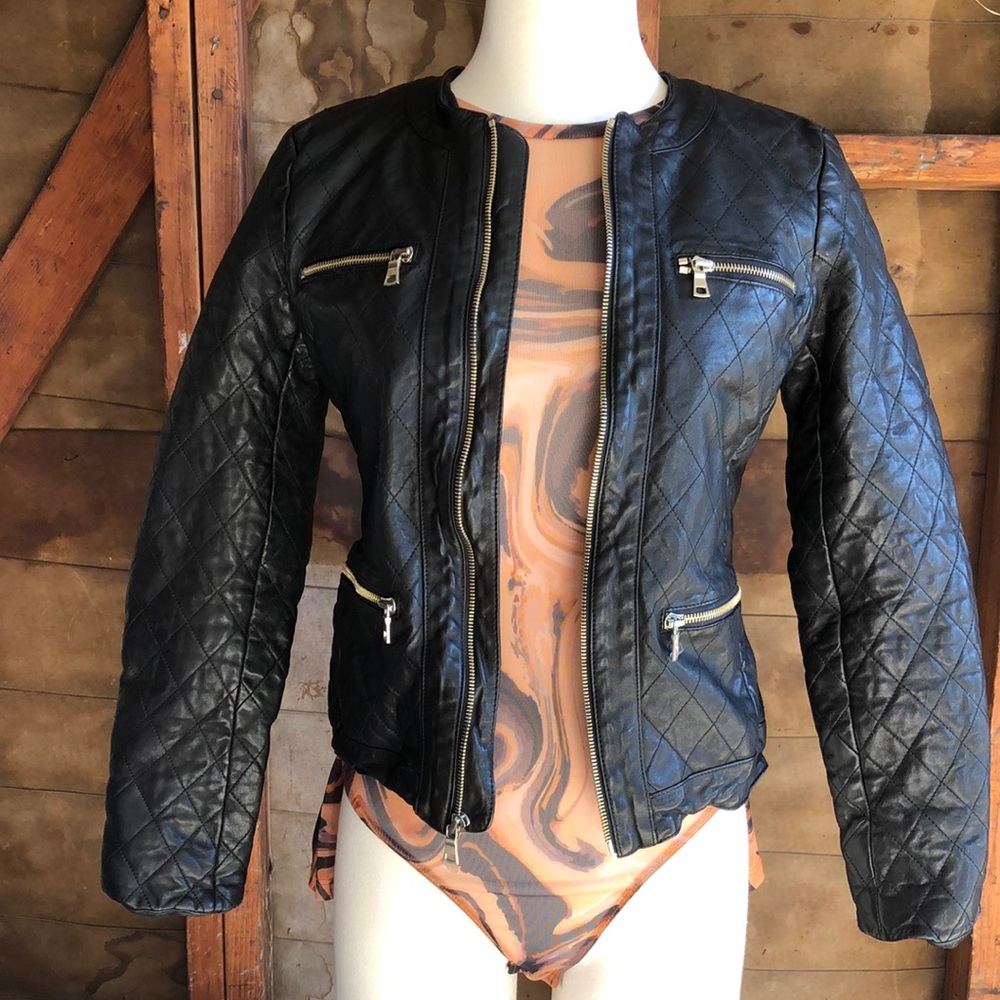 Ann Taylor Black Quilted Leather Jacket